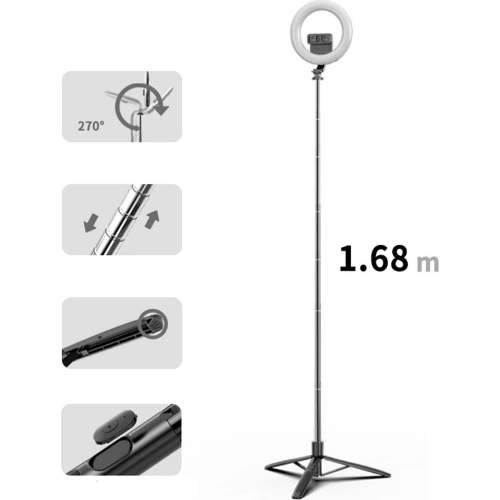 Kup Statyw na telefon USAMS z lampą LED tripod czarny/black ZB241ZJ01 - USA773BLK - {ean13} - Sklep Home Screen