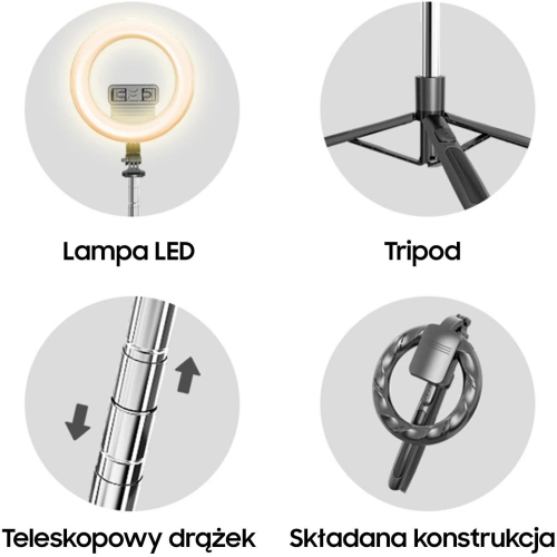 Kup Statyw na telefon USAMS z lampą LED tripod czarny/black ZB241ZJ01 - USA773BLK - {ean13} - Sklep Home Screen