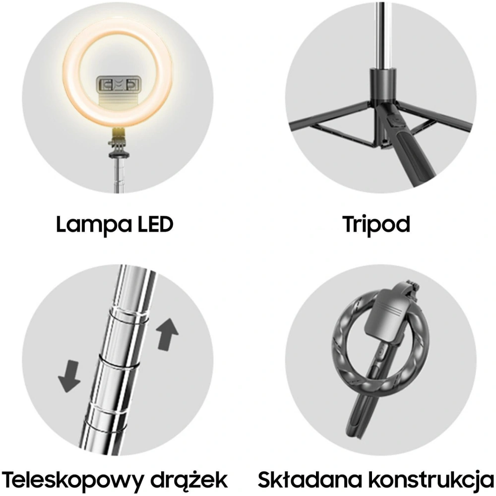 Statyw na telefon USAMS z lampą LED tripod czarny/black ZB241ZJ01