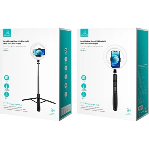 Kup Statyw na telefon USAMS z lampą LED tripod czarny/black ZB241ZJ01 - USA773BLK - {ean13} - Sklep Home Screen