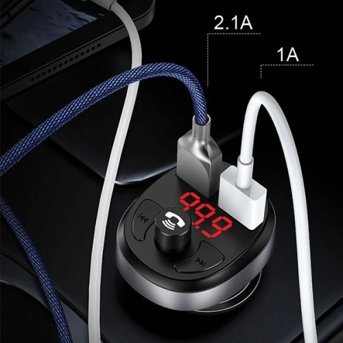 Kup Transmiter FM USAMS C11, zestaw głośnomówiący, Bluetooth, MP3, 2xUSB 2,1A czarny/black CC62GC01 - USA784BLK - {ean13} - Sklep Home Screen