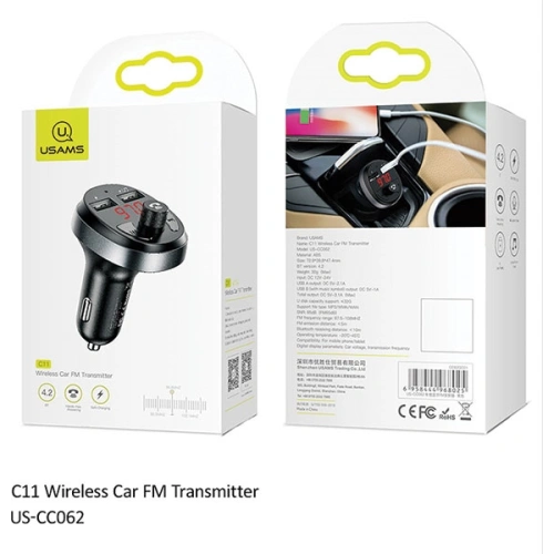 Buy Transmitter FM USAMS C11, Bluetooth, MP3, 2xUSB 2,1A black US-CC062 - USA784BLK - {ean13} - Home Screen Store Europe