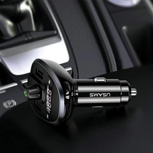 Kup Transmiter FM USAMS C21, zestaw głośnomówiący, Bluetooth 5.0, MP3, 2xUSB 3,4A czarny/black CC115GC01 - USA785BLK - {ean13} - Sklep Home Screen