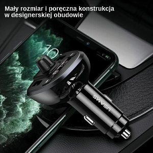 Kup Transmiter FM USAMS C21, zestaw głośnomówiący, Bluetooth 5.0, MP3, 2xUSB 3,4A czarny/black CC115GC01 - USA785BLK - {ean13} - Sklep Home Screen