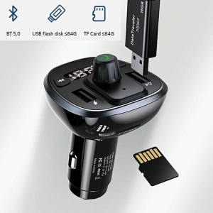 Kup Transmiter FM USAMS C21, zestaw głośnomówiący, Bluetooth 5.0, MP3, 2xUSB 3,4A czarny/black CC115GC01 - USA785BLK - {ean13} - Sklep Home Screen