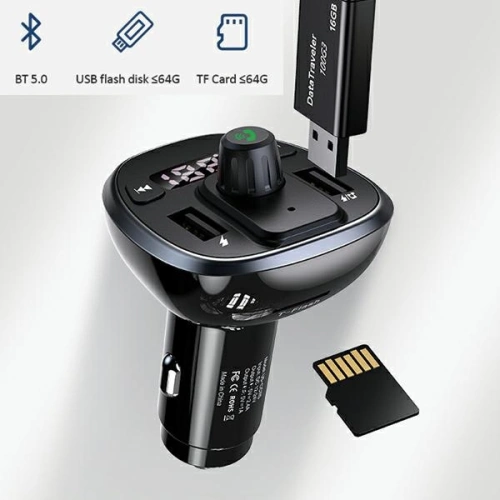 Kup FM-Transmitter USAMS C21, Freisprecheinrichtung, Bluetooth 5.0, MP3, 2xUSB 3,4A schwarz/black CC115GC01 - USA785BLK - {ean13} - Sklep Home Screen