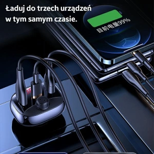 Kup Transmiter FM USAMS C25 50W, zestaw głośnomówiący, Bluetooth, MP3, 2xUSB / USB-C czarny/black CC143TC01 - USA786BLK - {ean13} - Sklep Home Screen