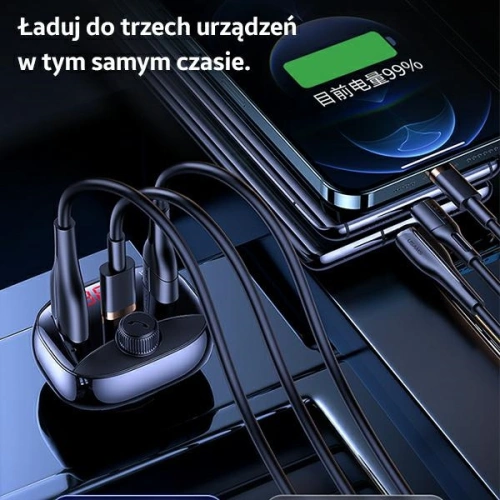 Kup Transmițător FM USAMS C25 50W, kit hands-free, Bluetooth, MP3, 2xUSB / USB-C negru/black CC143TC01 - USA786BLK - {ean13} - Sklep Home Screen