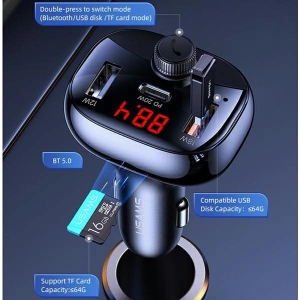 Kup Transmiter FM USAMS C25 50W, zestaw głośnomówiący, Bluetooth, MP3, 2xUSB / USB-C czarny/black CC143TC01 - USA786BLK - {ean13} - Sklep Home Screen