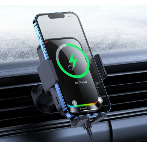Kup Auto-Halterung mit induktiver Ladestation Baseus Halo 15W Air Vent schwarz - BSU3508 - {ean13} - Sklep Home Screen