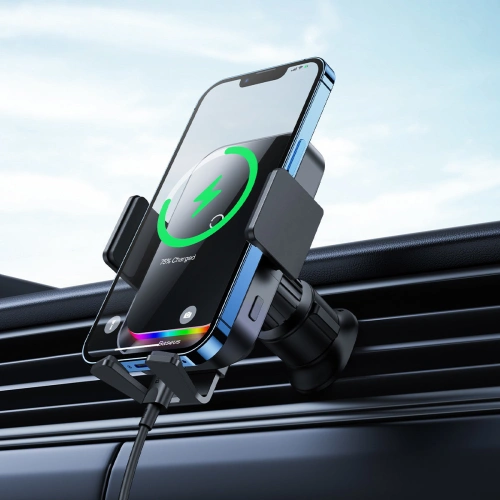 Kup Auto-Halterung mit induktiver Ladestation Baseus Halo 15W Air Vent schwarz - BSU3508 - {ean13} - Sklep Home Screen