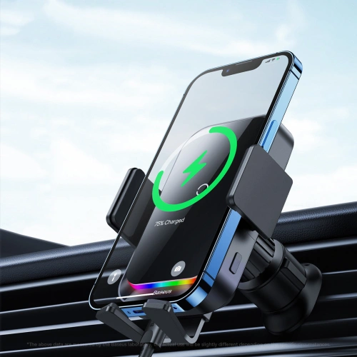 Kup Auto-Halterung mit induktiver Ladestation Baseus Halo 15W Air Vent schwarz - BSU3508 - {ean13} - Sklep Home Screen