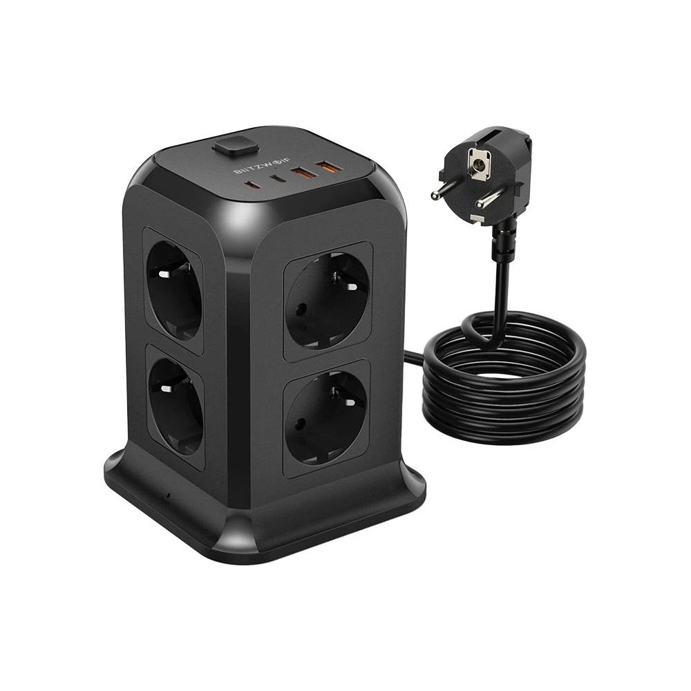 Ładowarka sieciowa z 8 gniazdami AC, 2x USB, 2x USB-C Blitzwolf BW-PC3 (czarna)