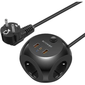 Kup Încărcător de rețea cu 3 prize AC, 2x USB, 1x USB-C Blitzwolf BW-PC1 (negru) - BLZ495 - {ean13} - Sklep Home Screen