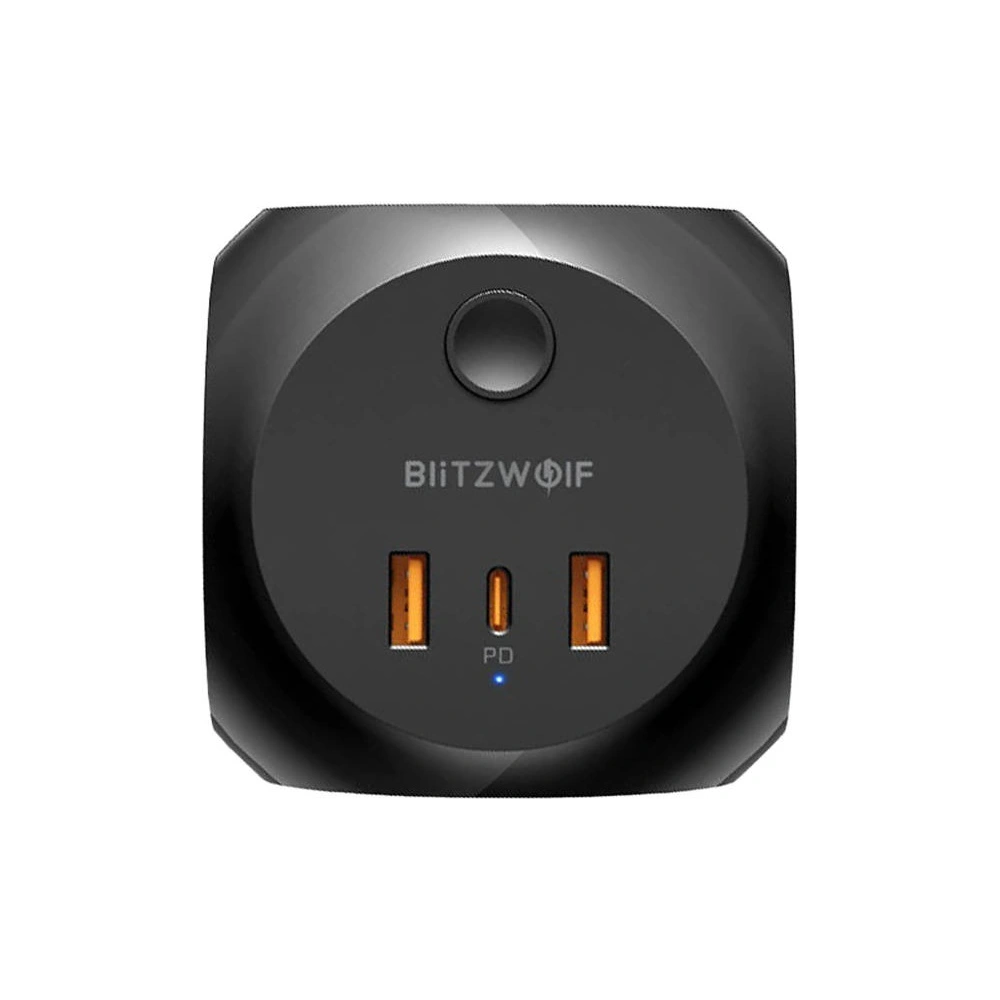 Ładowarka sieciowa z 3 gniazdami AC, 2x USB, 1x USB-C Blitzwolf BW-PC1 (czarna)