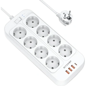 Kup Listwa zasilająca Blitzwolf BW-PC2, 8 gniazd + 3x USB, 1x USB-C, 2500W - BLZ498 - {ean13} - Sklep Home Screen