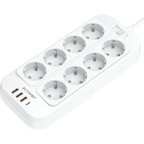 Buy BlitzWolf BW-PC2 Extension & USB Charger 8x AC + 3x USB, 1x USB-C, 2500W - BLZ498 - {ean13} - Home Screen Store Europe