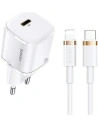 USAMS T36 mini Netzladegerät 1xUSB-C 20W + USB-C-Lightning Kabel weiß/white PD3.0 Schnellladung XFKXLOGTL02