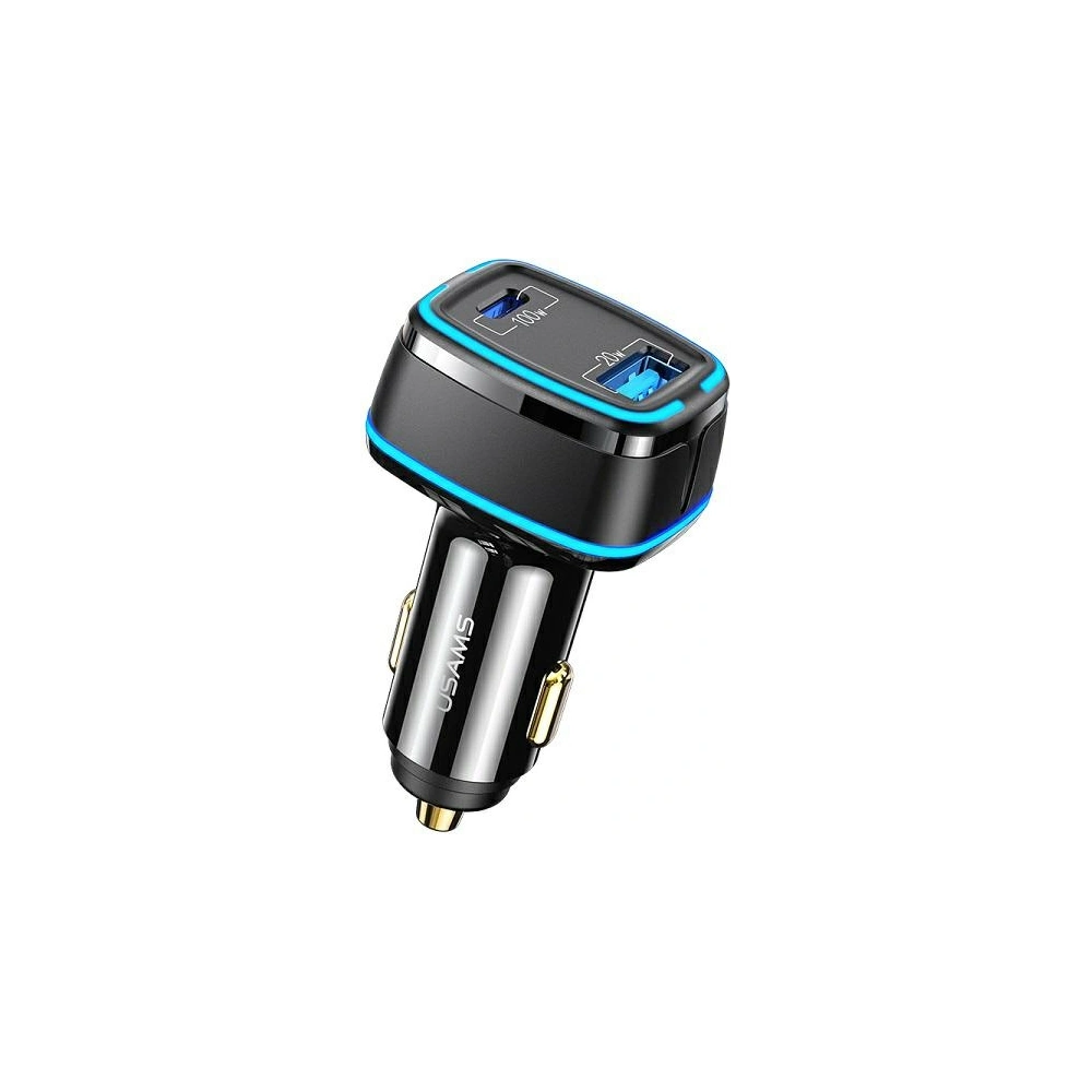 Ładowarka samochodowa USAMS C24 1xUSB+1xUSB-C 120W Fast Charge czarny/black CC142TC01