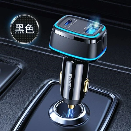 Kup USAMS C24 Autoladegerät 1xUSB+1xUSB-C 120W Schnellladung schwarz/black CC142TC01 - USA484BLK - {ean13} - Sklep Home Screen