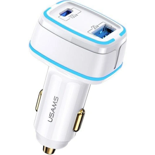 Kup Automobilový nabíječ USAMS C24 1xUSB+1xUSB-C 120W Rychlé nabíjení bílý/white CC142TC02 - USA483WHT - {ean13} - Sklep Home Screen