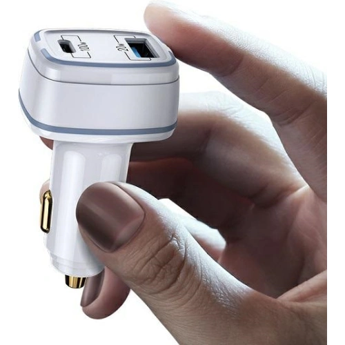 Buy USAMS Car Charger 1xUSB+1xUSB-C C24 120W Fast Charge white CC142TC02 (US-CC142) - USA483WHT - {ean13} - Home Screen Store Europe