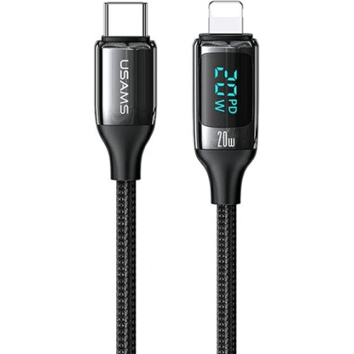 Kup Kabel geflochten USAMS U78 USB-C auf Lightning LED 1.2m 20W PD Schnellladung schwarz/black SJ545USB01 - USA338BLK - {ean13} - Sklep Home Screen