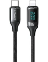 Kábel fonott USAMS U78 USB-C a Lightning LED 1.2m 20W PD Gyors Töltés fekete/black SJ545USB01