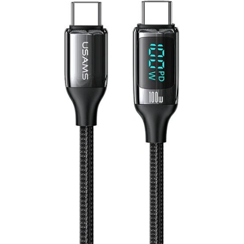 Kup Kábel fonott USAMS U78 USB-C-ra USB-C LED 1.2m 100W Gyors Töltés fekete/black SJ546USB01 - USA336BLK - {ean13} - Sklep Home Screen