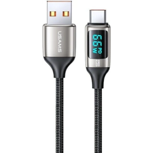 Kabel pleciony USAMS U78 USB-C 1.2m LED 6A Fast Charging biały/white SJ544USB02