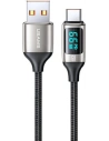 Kábel fonott USAMS U78 USB-C 1.2m LED 6A Gyors Töltés fehér/white SJ544USB02