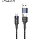 USAMS U31 USB-C/USB lightning 30W PD Gyors Töltő fonott kábel fekete SJ404USB01