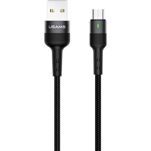 USAMS U26 mikroUSB 1m 2A Gyors Töltés fonott kábel fekete SJ312MC01 SJ312USB01