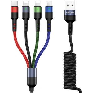Kup Kabel pletený USAMS U26 4w1 1.5m 2A rychlé nabíjení pružiny (2xlightning/microUSB/USB-C) SJ349USB01 - USA269 - {ean13} - Sklep Home Screen