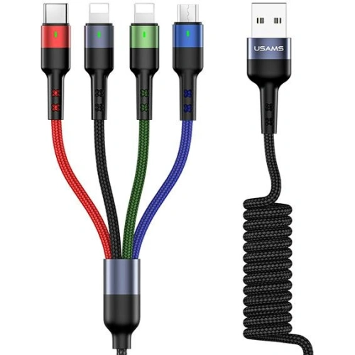 Kup Kabel împletit USAMS U26 4w1 1.5m 2A Încărcare Rapidă Springs (2xlightning/microUSB/USB-C) SJ349USB01 - USA269 - {ean13} - Sklep Home Screen