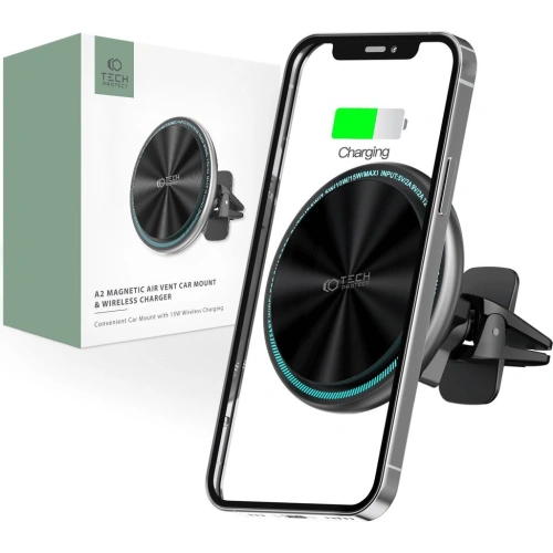 Kup Autós tartó Tech-Protect A2 Magnetic MagSafe szellőző autós töltő 15W fekete - THP1300 - {ean13} - Sklep Home Screen