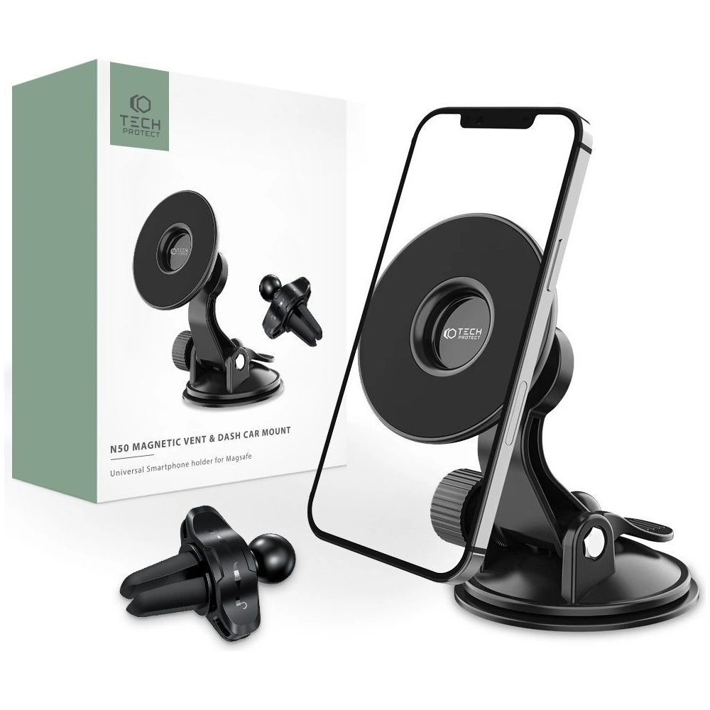 TechProtect N50 MagSafe Dashboard & Vent Car Mount Black