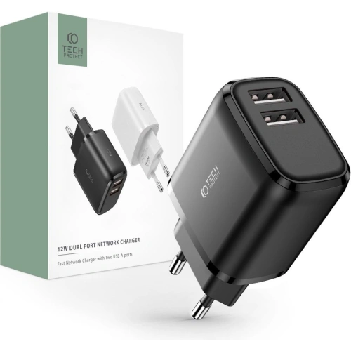 Kup Netzteil Tech-Protect C12W 2-Port Netzladegerät 2.4A Schwarz - THP1318 - {ean13} - Sklep Home Screen
