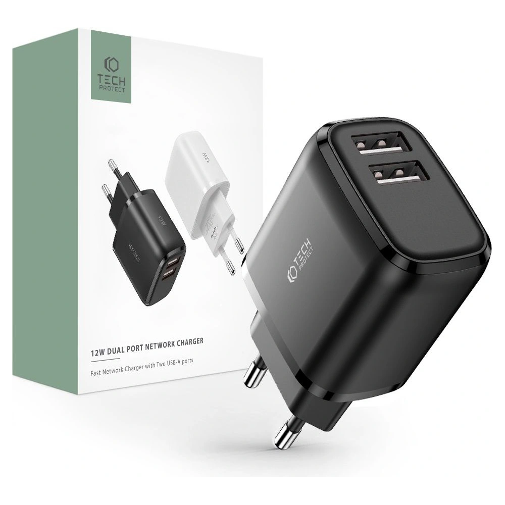 Ładowarka sieciowa Tech-Protect C12W 2-port Network Charger 2.4A Black