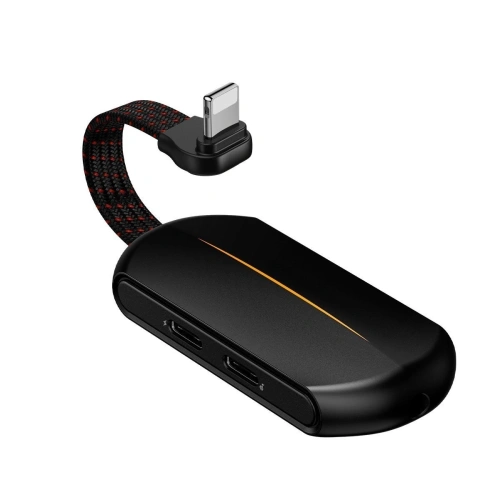 Kup [OUTLET] Audio-Adapter Baseus GAMO L47 Lightning auf Mini Jack 3.5mm und 2x Lightning, RGB, 18W, DAC (schwarz) - OT-314 - {ean13} - Sklep Home Screen