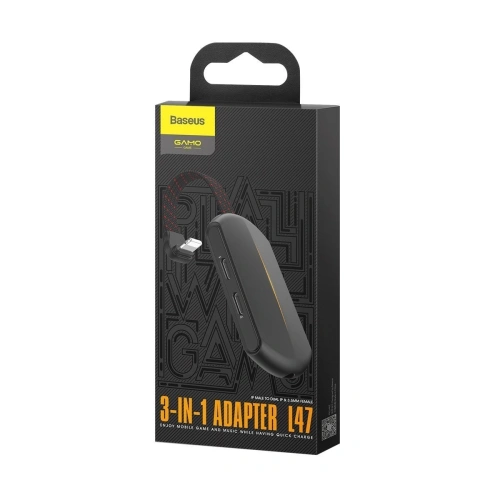 Kup [OUTLET] Audio-Adapter Baseus GAMO L47 Lightning auf Mini Jack 3.5mm und 2x Lightning, RGB, 18W, DAC (schwarz) - OT-314 - {ean13} - Sklep Home Screen