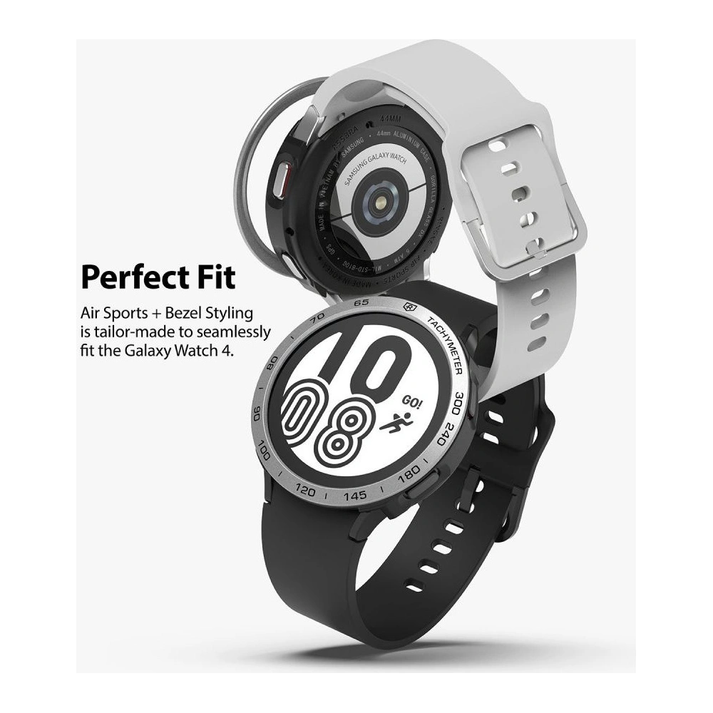 Nakładka Ringke Bezel Styling 44-10 + etui Ringke Air Sports Samsung Galaxy Watch 4 44mm Black/Silver