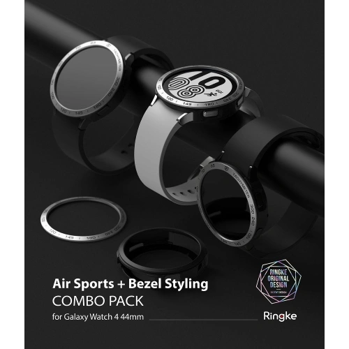 Kup Überzug Ringke Bezel Styling 44-10 + Case Ringke Air Sports Samsung Galaxy Watch 4 44mm Schwarz/Silber - RGK1655 - {ean13} - Sklep Home Screen