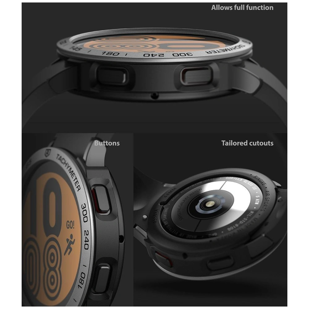 Nakładka Ringke Bezel Styling 44-10 + etui Ringke Air Sports Samsung Galaxy Watch 4 44mm Black/Silver