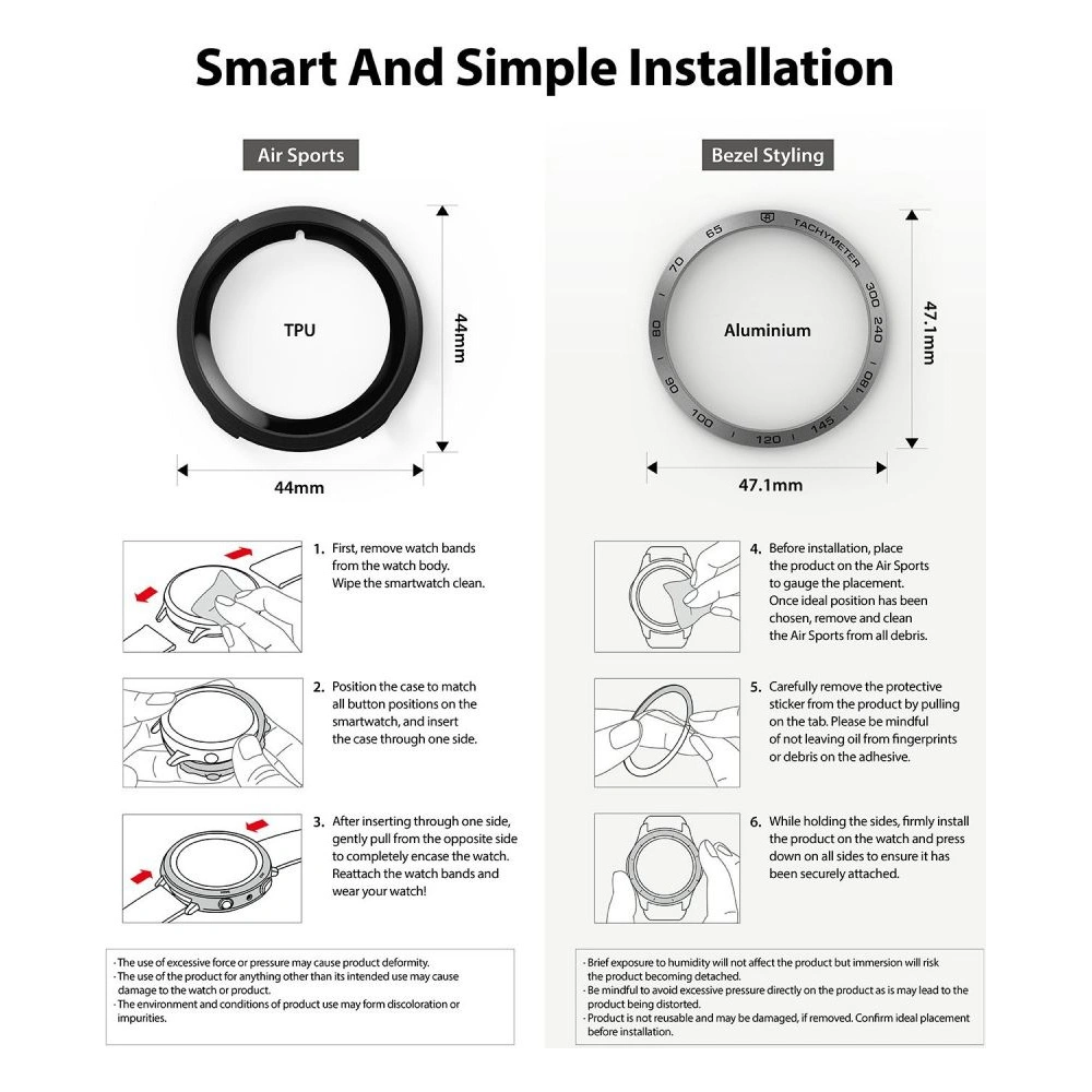 Nakładka Ringke Bezel Styling 44-10 + etui Ringke Air Sports Samsung Galaxy Watch 4 44mm Black/Silver