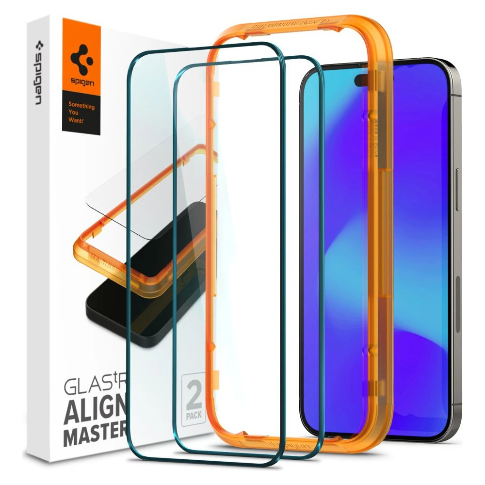 Szkło hartowane Spigen GLAS.tR Slim AlignMaster Apple iPhone 14 Pro Max Black [2 PACK]