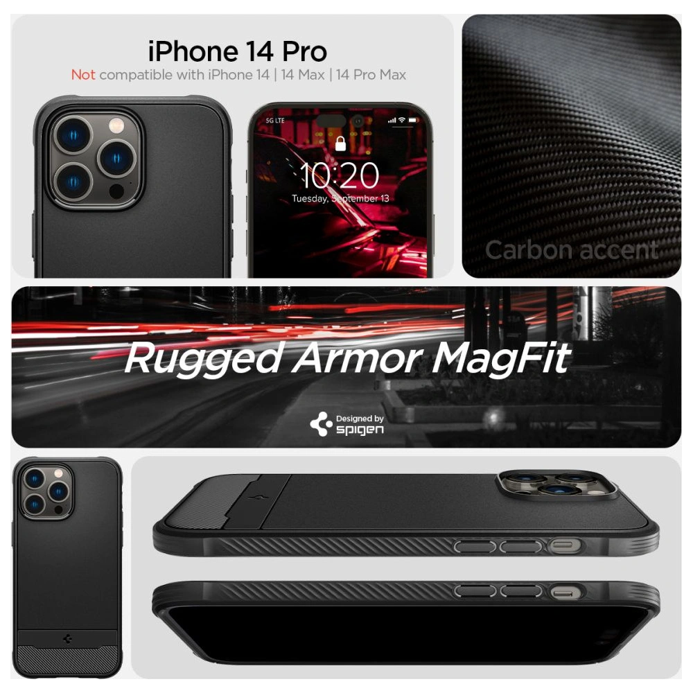 Etui Spigen Rugged Armor Mag MagSafe Apple iPhone 14 Pro Matte Black