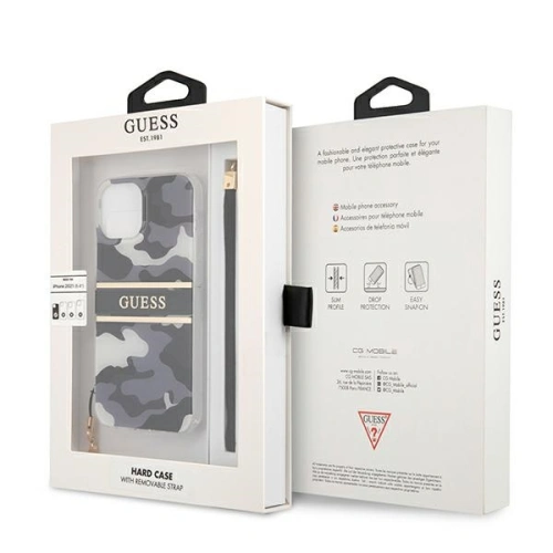 Kup [OUTLET] Tok Guess GUHCP13MKCABBK Apple iPhone 13 fekete/black hardcase Camo Strap Collection - OT-331 - {ean13} - Sklep Home Screen