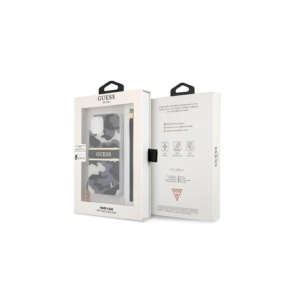 [OUTLET] Etui Guess GUHCP13MKCABBK Apple iPhone 13 czarny/black hardcase Camo Strap Collection