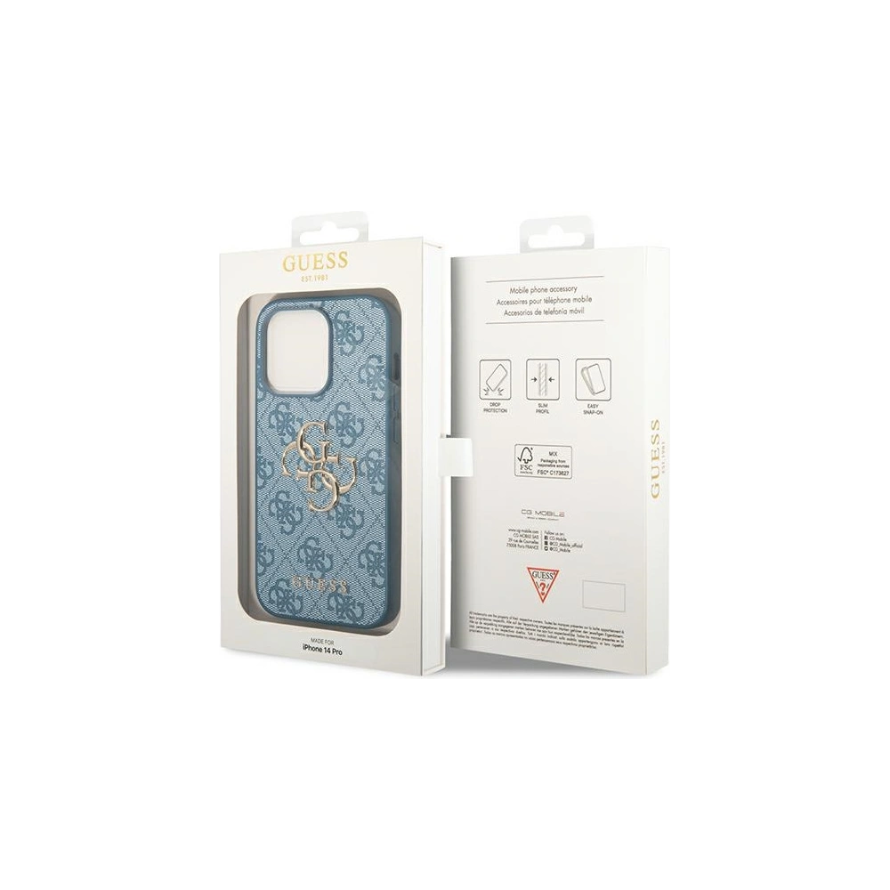 Etui Guess GUHCP14L4GMGBL Apple iPhone 14 Pro niebieski/blue hardcase 4G Big Metal Logo